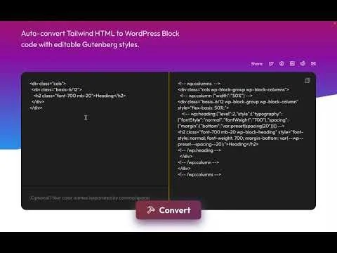 Tailwind to WordPress Blocks screenshot 1 of 6