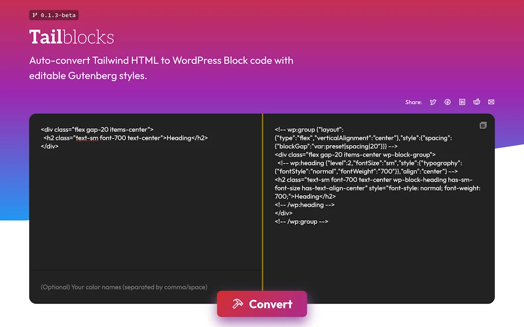 Tailwind to WordPress Blocks screenshot 2 of 6
