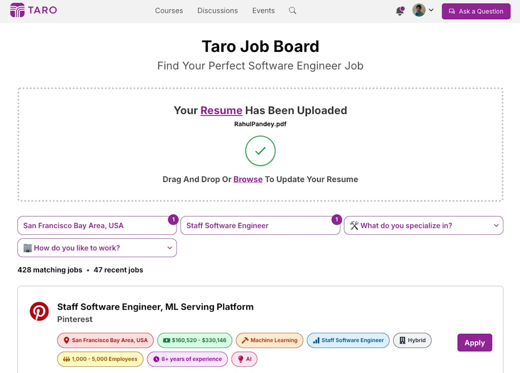 Taro - Tech Career Mentorship screenshot 3 of 6