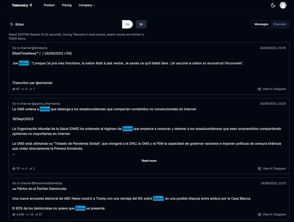 Telemetry screenshot 2 of 2