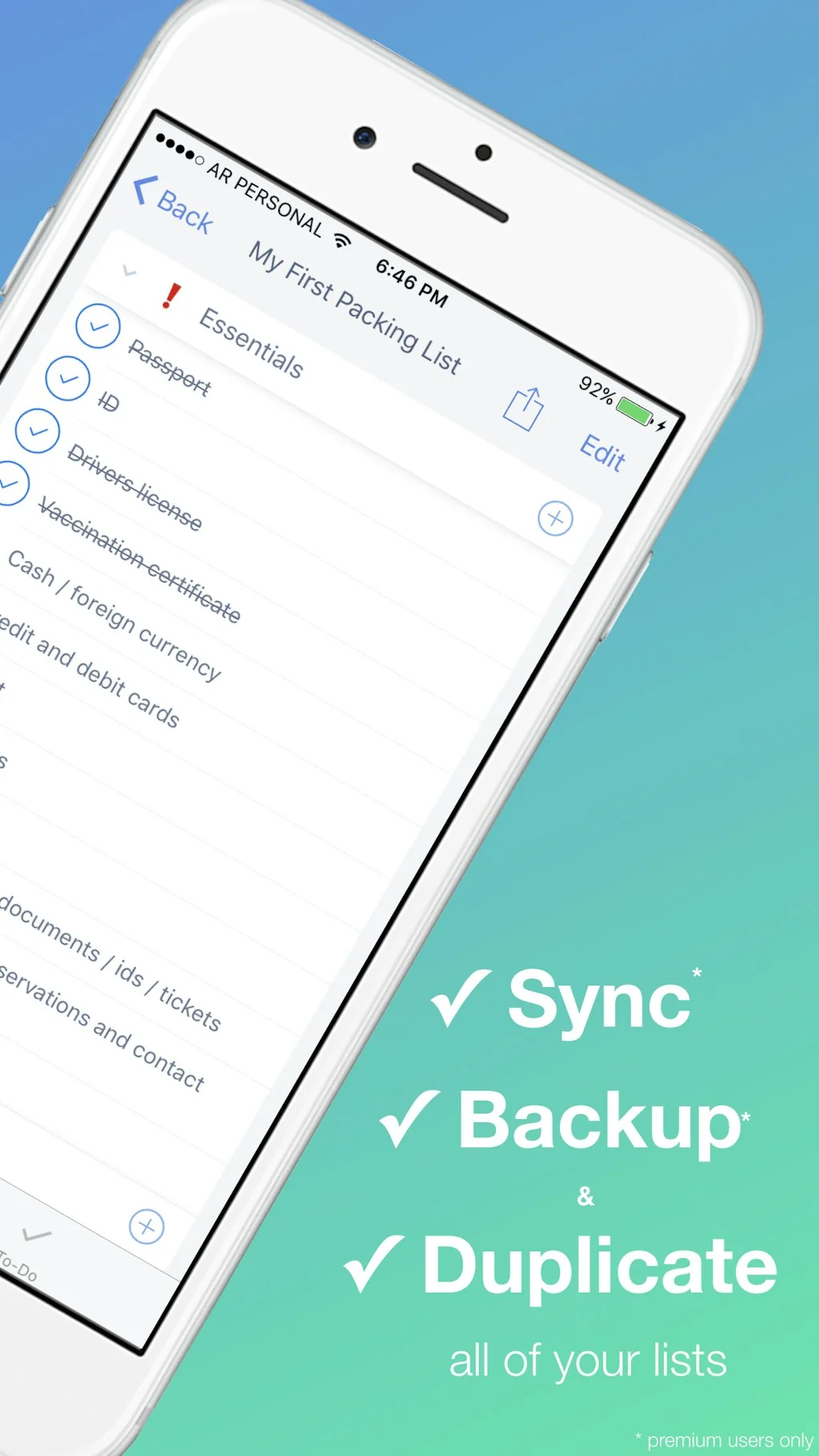 The Packing List for iOS screenshot 4 of 5