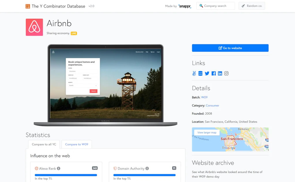 The Y Combinator Database screenshot 3 of 6