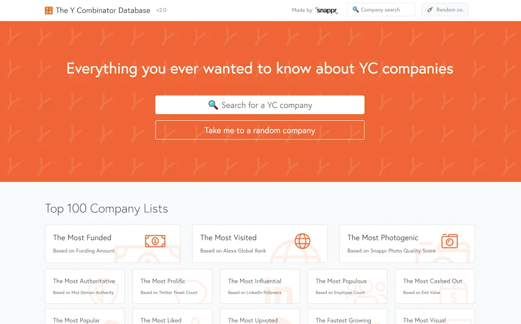 The Y Combinator Database screenshot 6 of 6