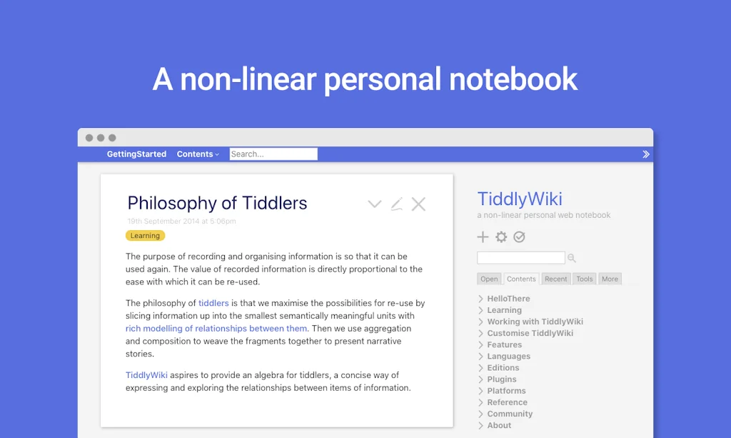 tiddlywiki screenshot 1 of 5
