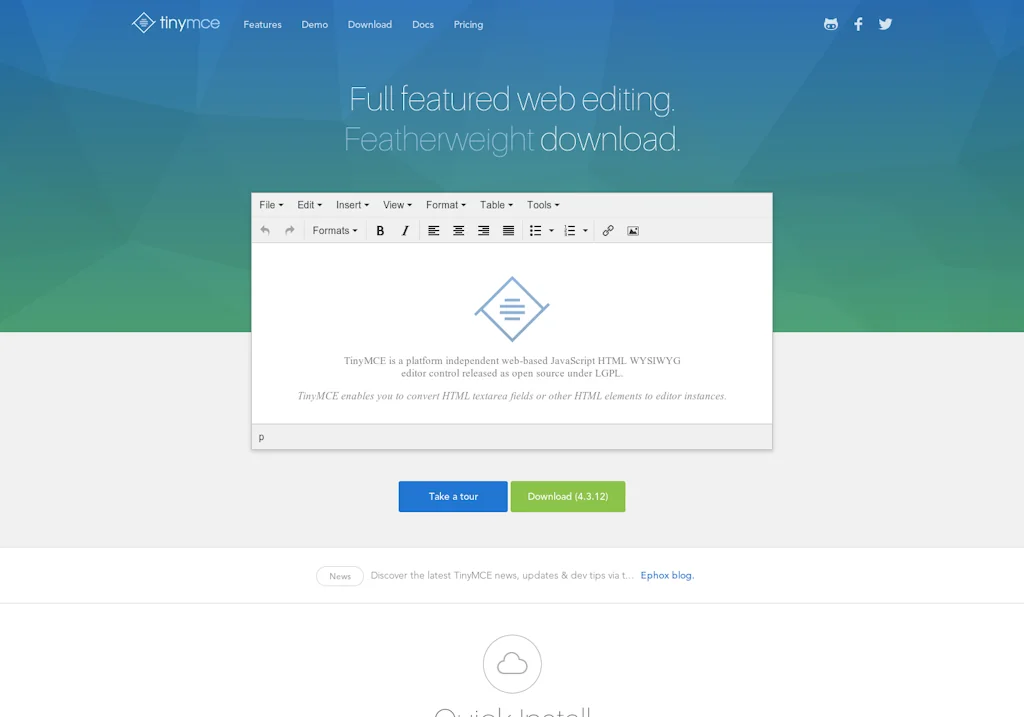 TinyMCE screenshot 3 of 3