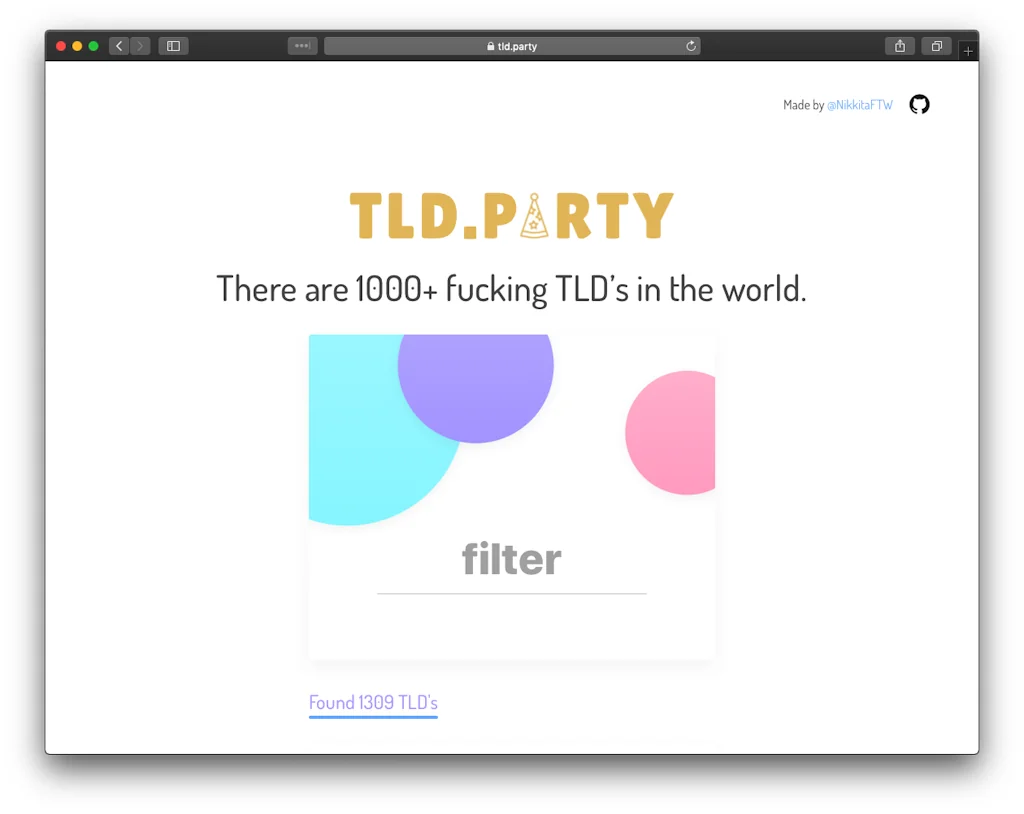TLD.party screenshot 1 of 3
