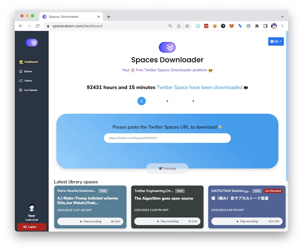 Twitter Spaces Downloader screenshot 1 of 5
