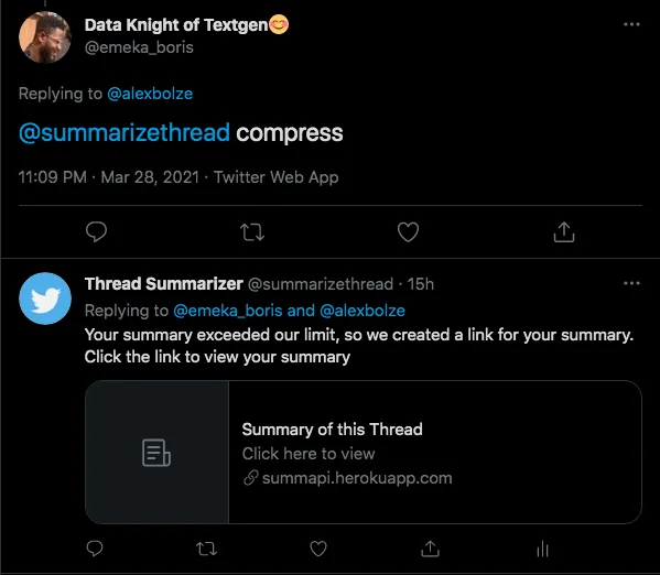 Twitter Thread Summarizer screenshot 2 of 2