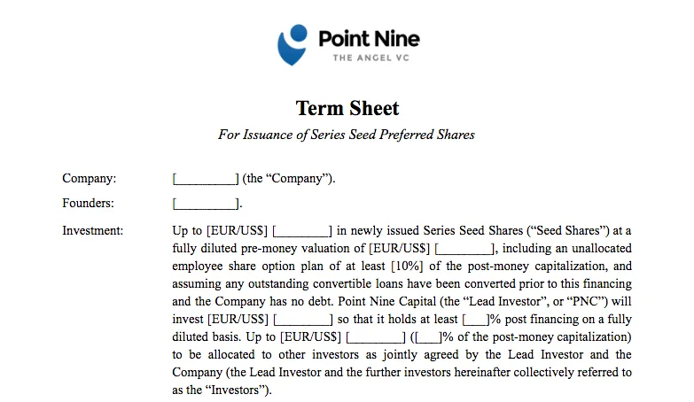Two-page Term Sheet screenshot 2 of 2