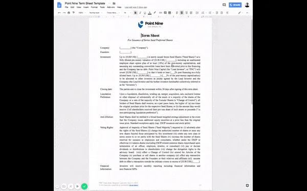 Two-page Term Sheet logo