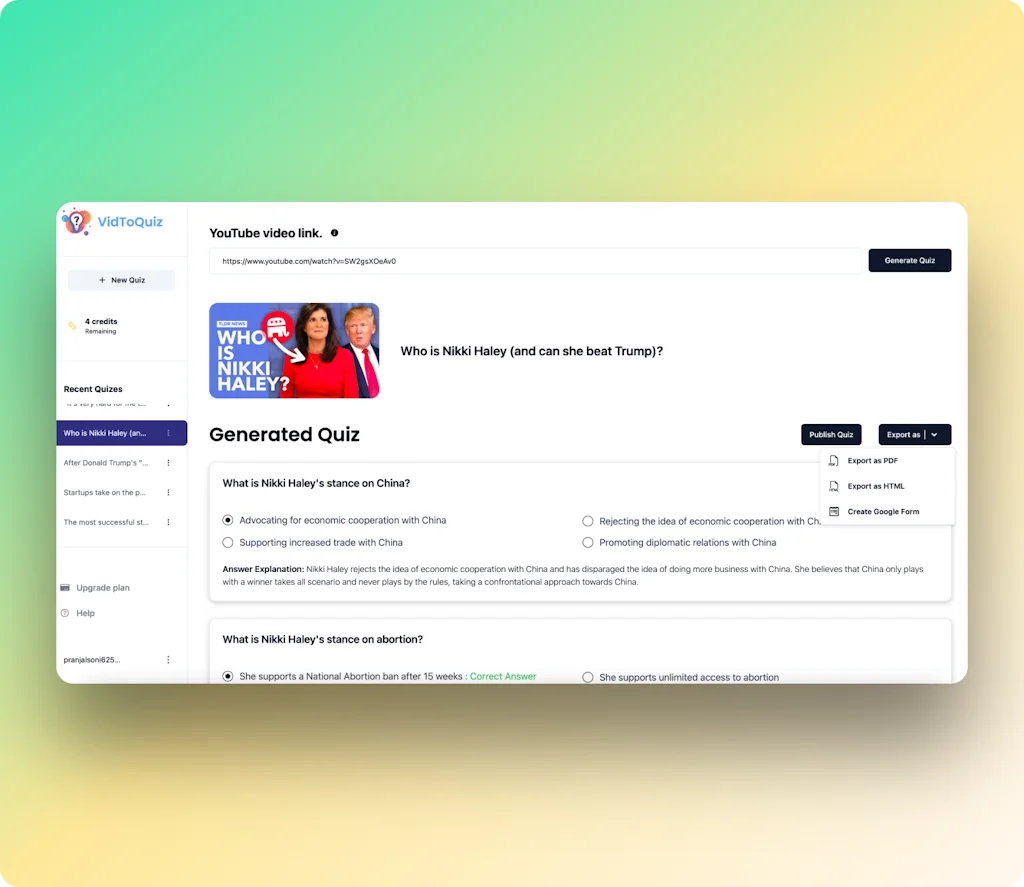 VidtoQuiz screenshot 2 of 2