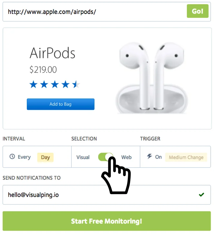 Visualping screenshot 1 of 3