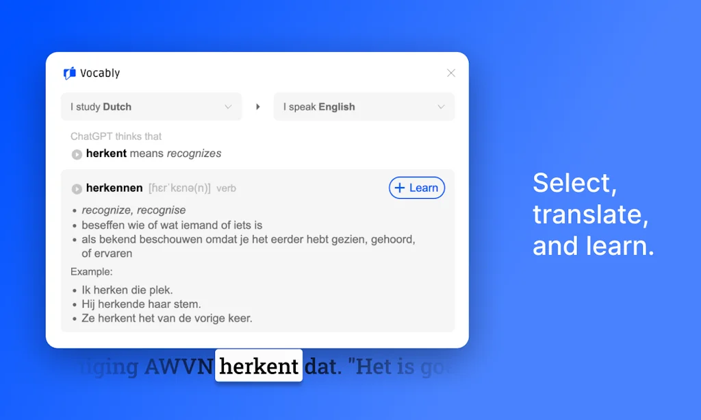 Vocably (a language-learning tool) screenshot 1 of 4