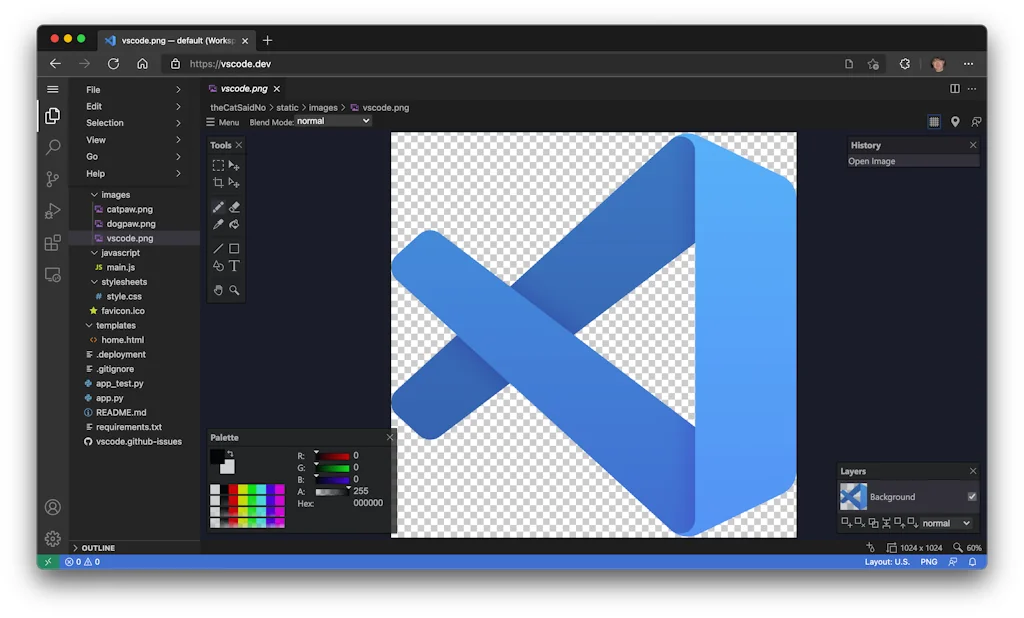 vscode.dev screenshot 4 of 4