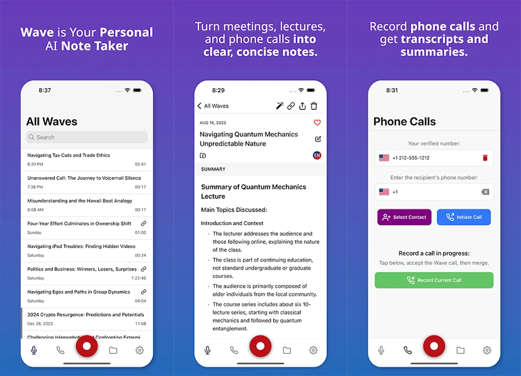 Wave AI Note Taker for iOS and Android screenshot 2 of 4