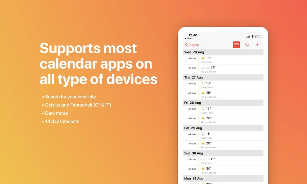 Weather in your Calendar screenshot 3 of 4