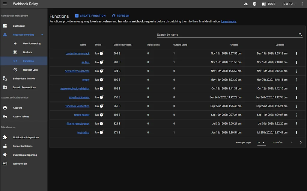 Webhook Relay tunnels screenshot 2 of 6