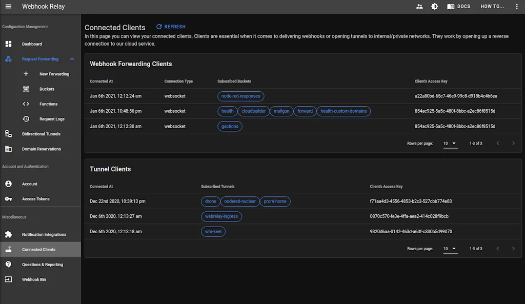 Webhook Relay tunnels screenshot 3 of 6