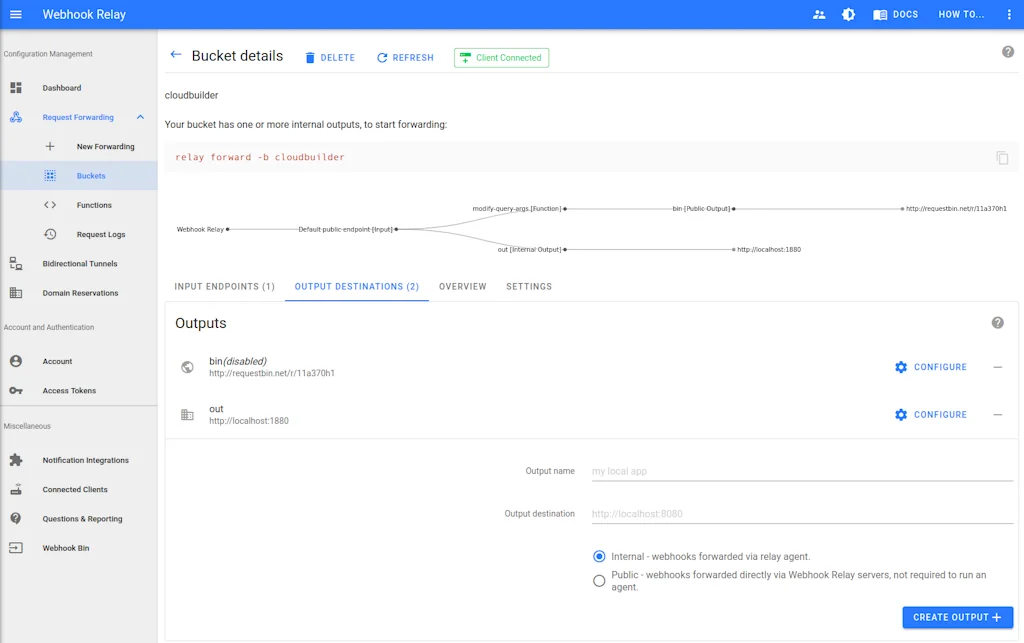 Webhook Relay tunnels screenshot 4 of 6