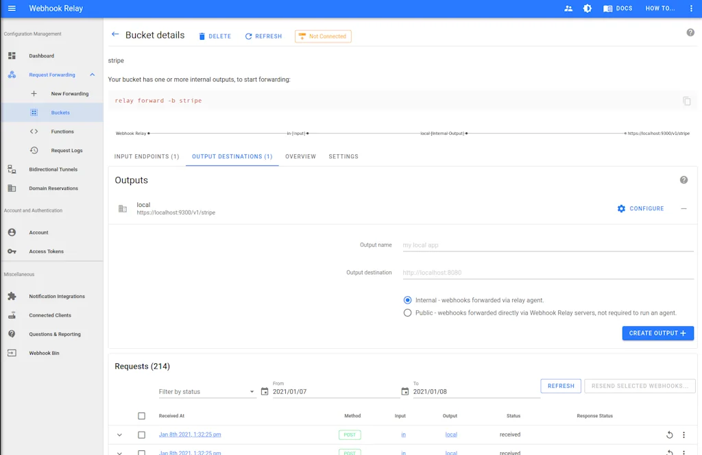 Webhook Relay tunnels screenshot 6 of 6