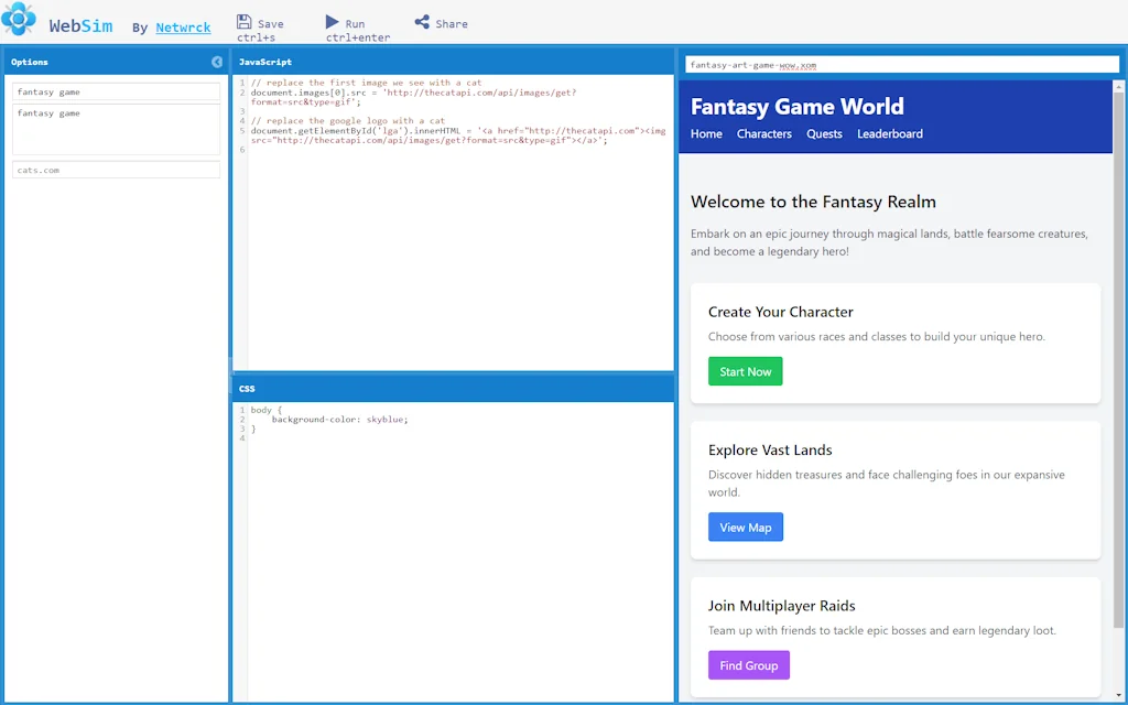 WebSim screenshot 3 of 4