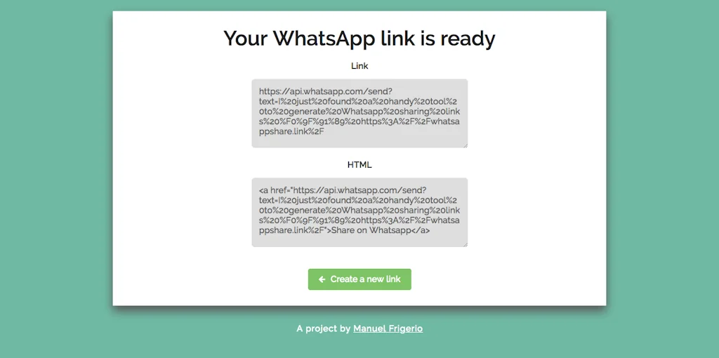 WhatsApp Share Link Generator screenshot 2 of 2