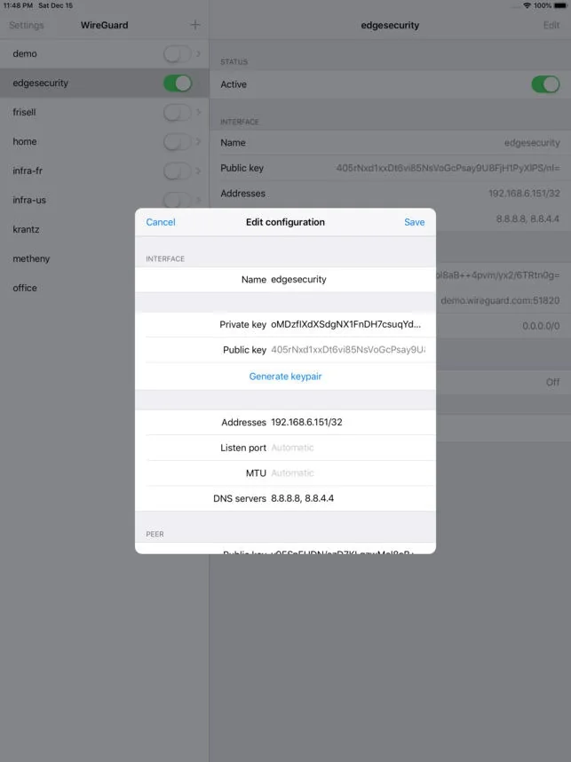 WireGuard for iOS screenshot 1 of 3
