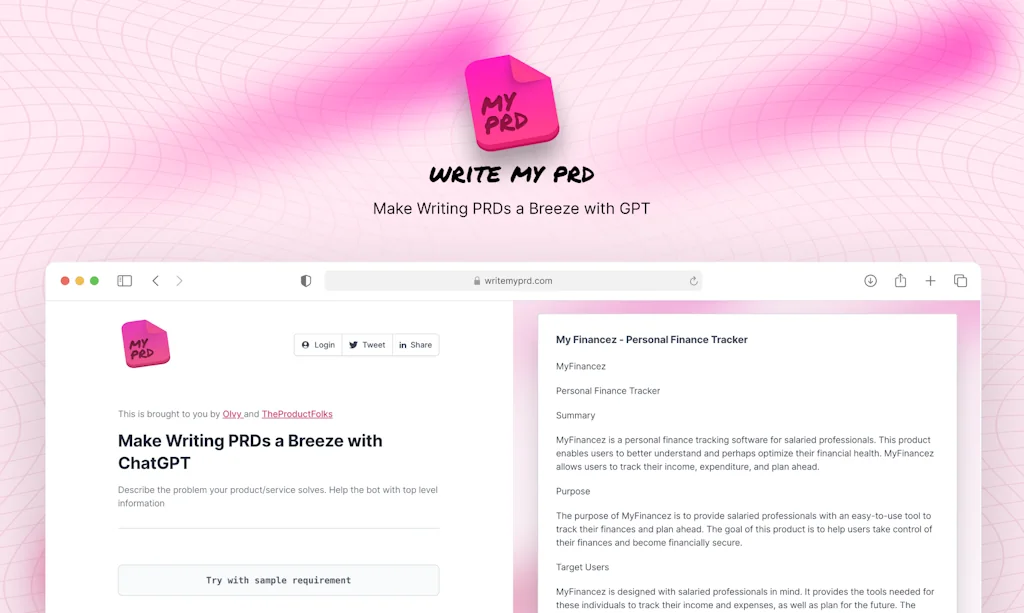 WriteMyPRD screenshot 2 of 5