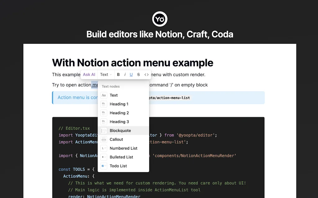 Yoopta Edtior screenshot 2 of 6