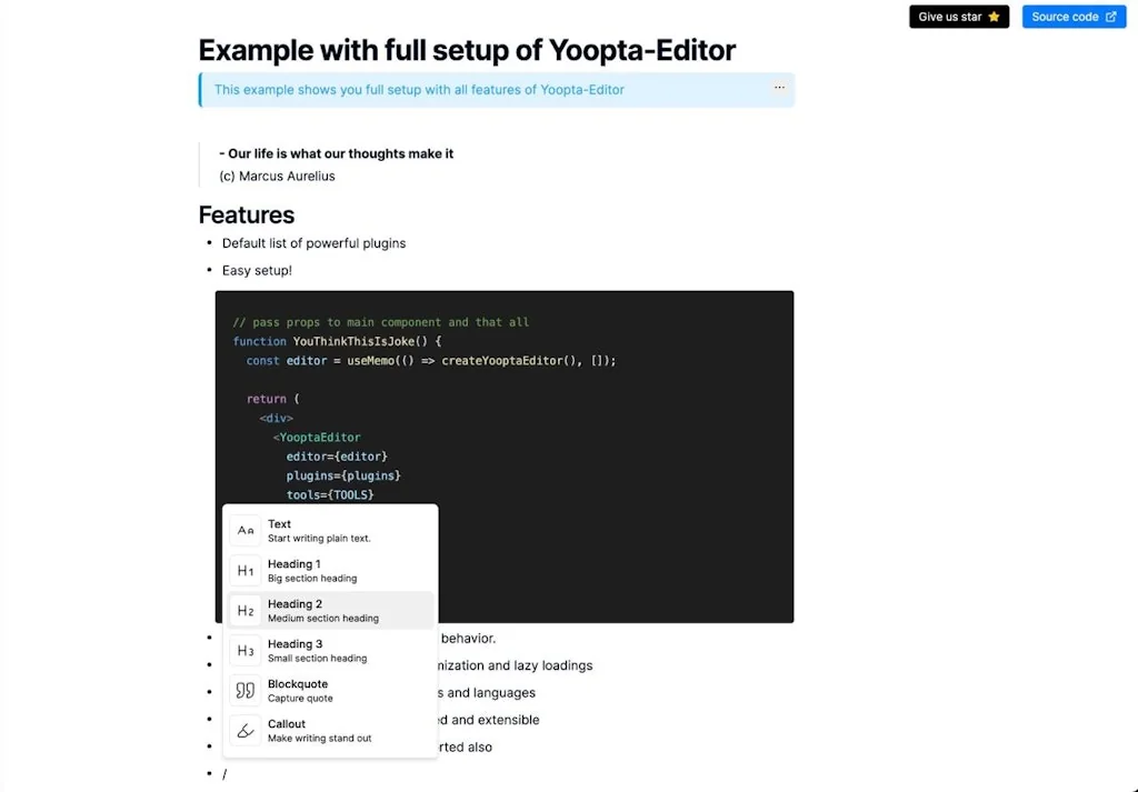 Yoopta Edtior screenshot 5 of 6