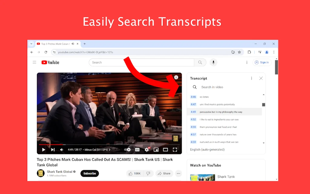 Youtube Transcript Search screenshot 1 of 4