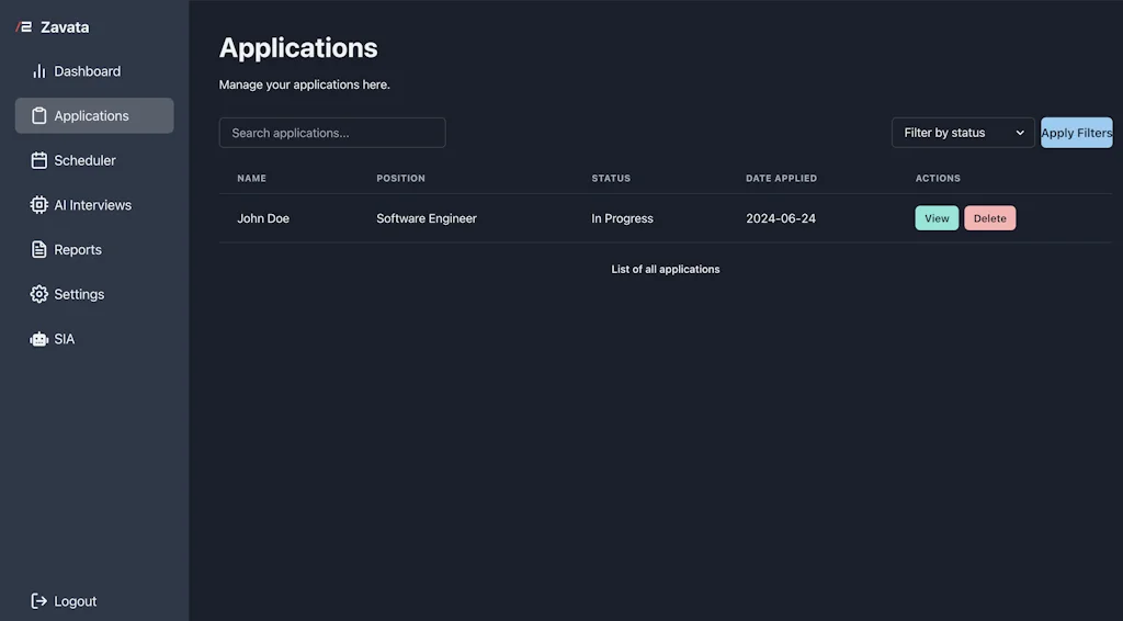 Zavata v1.0 - Beta Launch // Initial UI screenshot 5 of 7